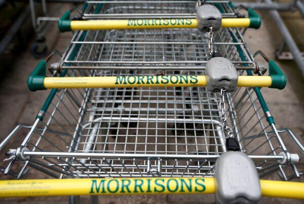 Shopping trolleys are parked at a Morrisons supermarket in south London, on Aug. 19, 2016. (Peter Nicholls/Reuters)