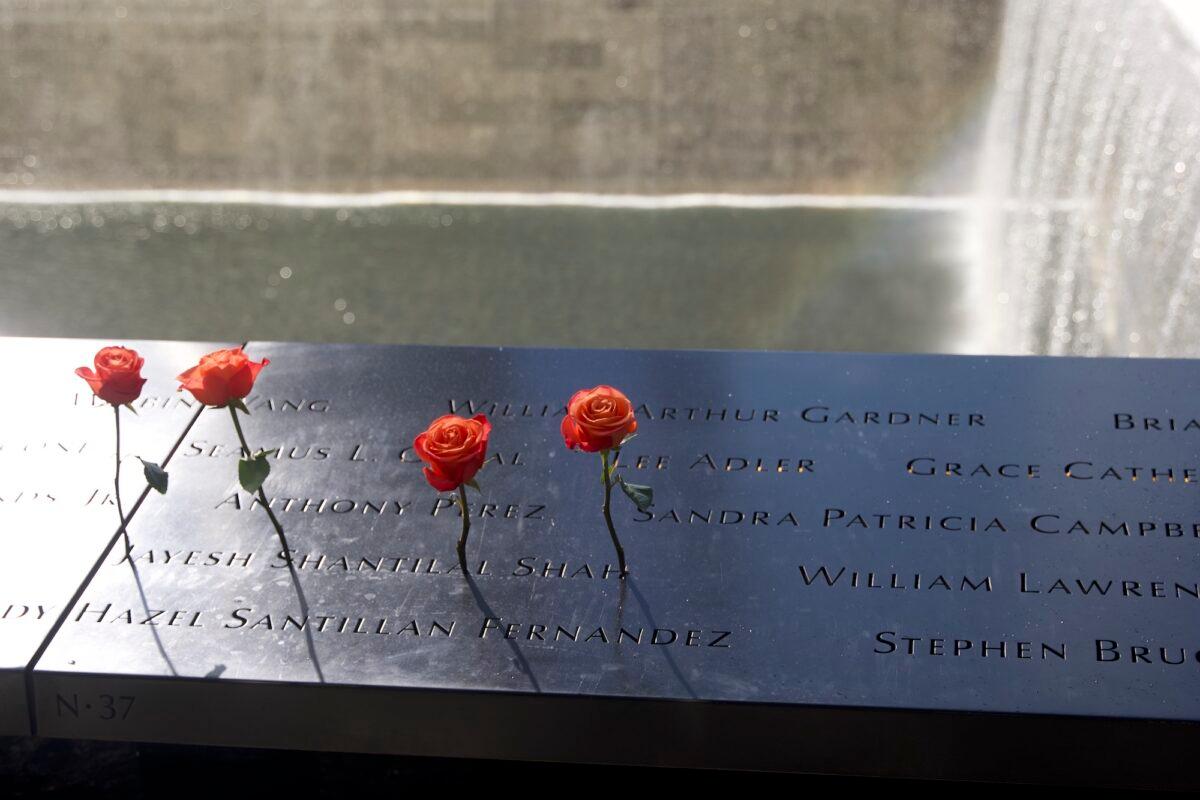 World Trade Center memorial site in Manhattan, New York, on Sep. 10, 2021 (Enrico Trigoso/The Epoch Times)