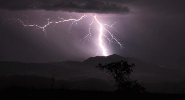 Lightning strikes over Mt. St. Helena in Napa county, Calif., on Sept. 9, 2021. (Kent Porter/The Press Democrat via AP)