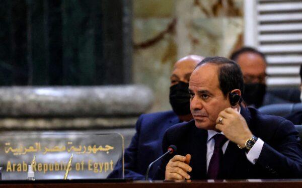 Egyptian President Abdel Fattah al-Sisi listens during the Baghdad conference in the Iraqi capital on Aug. 28, 2021. (Ludovic Marin/AFP via Getty Images)