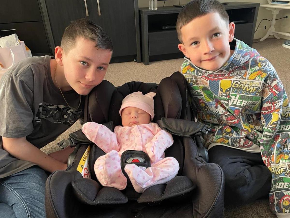 L–R: Aaron North, 12, baby Mireya, and Kaiden North, 9. (Courtesy of <a href="https://www.instagram.com/jade51108/">Jade Pankhurst</a>)