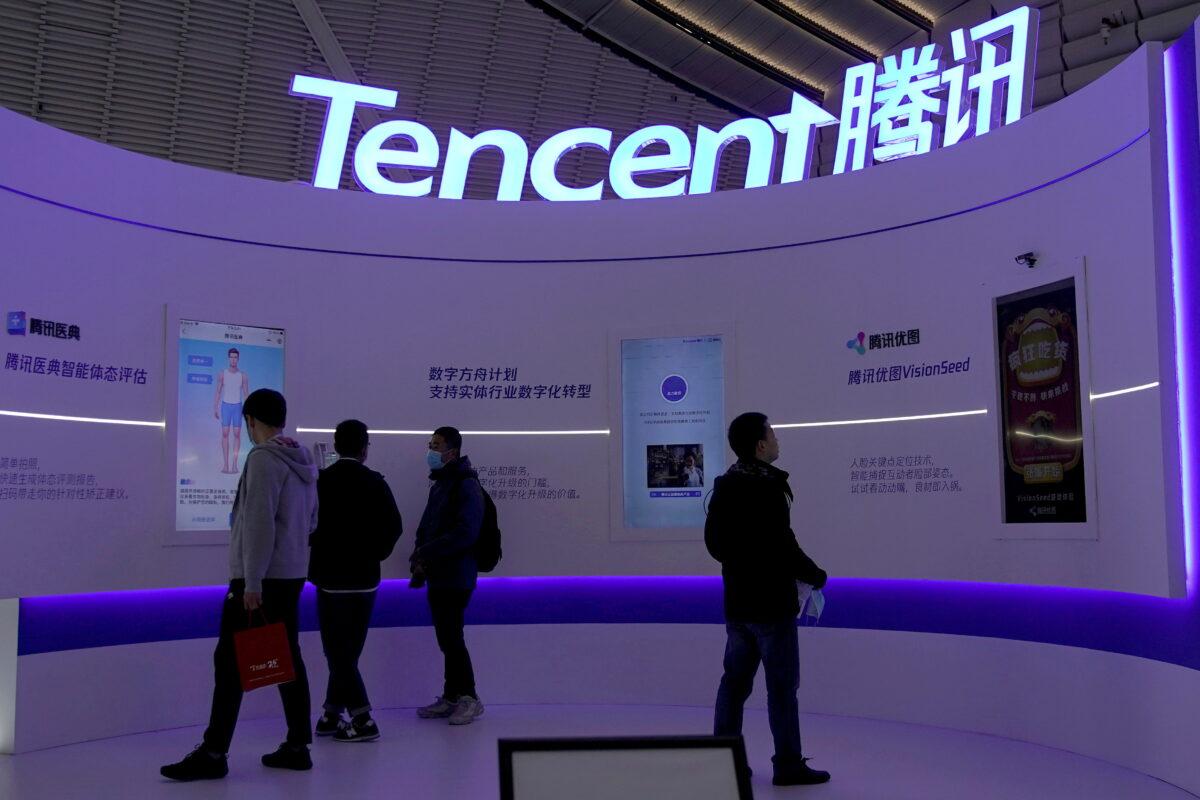 A logo of Tencent, a Chinese multinational technology conglomerate holding company, is seen during the World Internet Conference (WIC) in Wuzhen, Zhejiang Province, China, on Nov. 23, 2020. (Aly Song/Reuters)