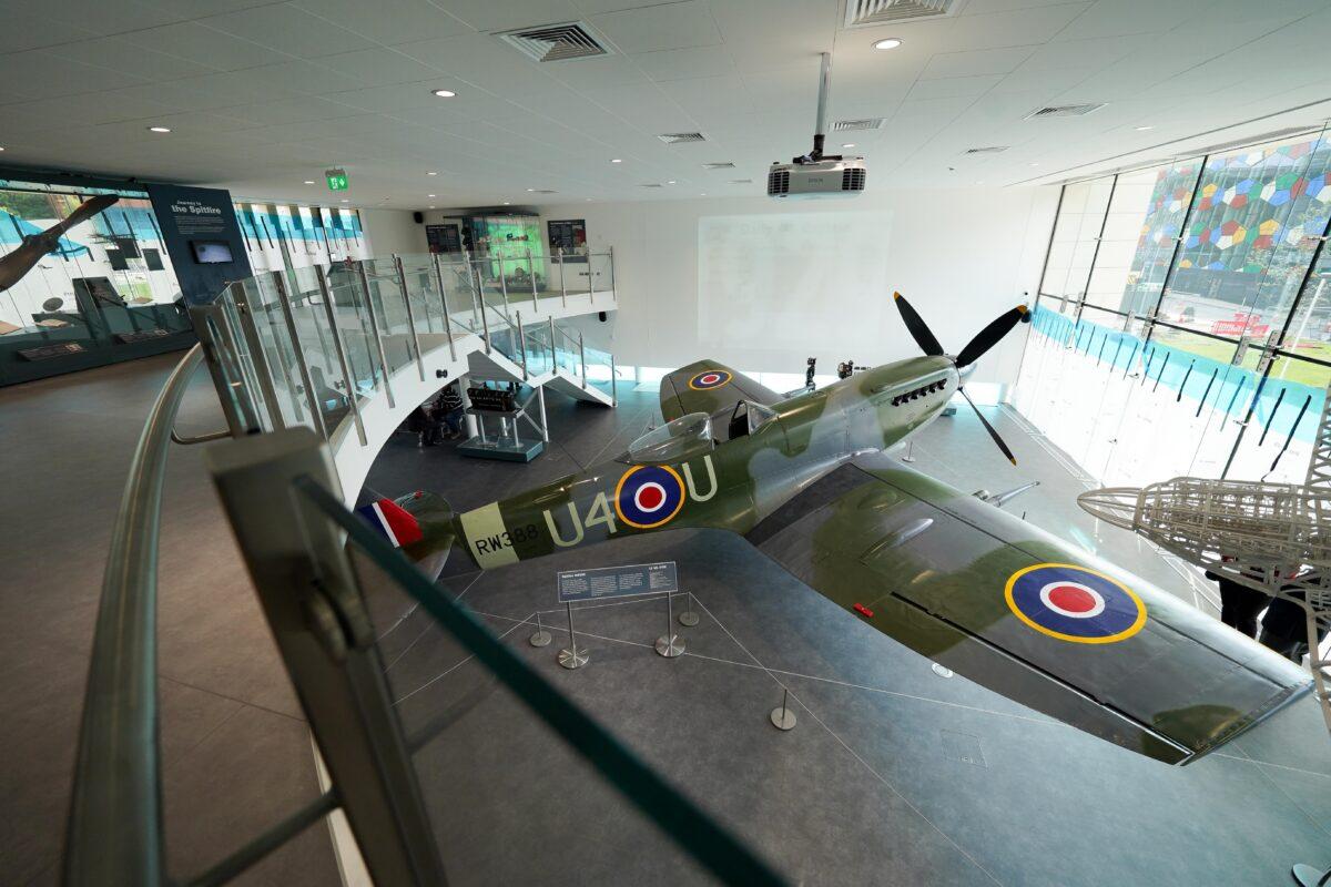 The Mark XVI Spitfire in the Potteries Museum And Art Gallery in Stoke-on-Trent, Staffordshire, UK, on Sept. 13, 2021. (Jacob King/PA)
