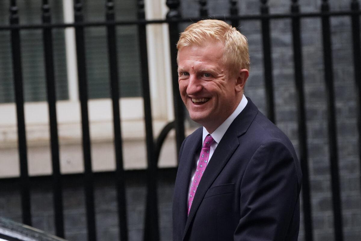 Culture Secretary Oliver Dowden leaves Downing Street after the government's weekly Cabinet meeting, in London on Sept. 14, 2021. (Victoria Jones/PA)