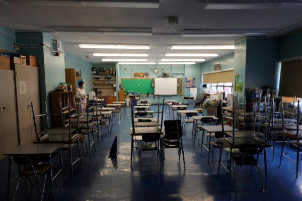A classroom at Yung Wing School P.S. 124 in New York City on Sept. 2, 2021. (Michael Loccisano/Getty Images)