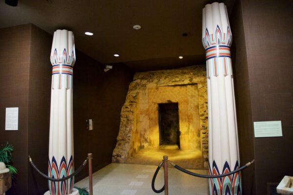 The entrance to the reconstructed underground tomb. (Courtesy of Karen Gough)