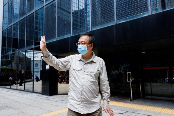 Pro-democracy activist Cheung Man-kwong leaves the court after his sentence was suspended, in Hong Kong on Sept. 15, 2021. (Tyrone Siu/Reuters)
