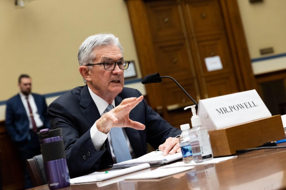 Federal Reserve Board Chairman Jerome Powell testifies at a House Coronavirus Subcommittee hearing on the Federal Reserves response to the Coronavirus Pandemic on Capitol Hill in Washington on June 22, 2021. (Graeme Jennings-Pool/Getty Images)