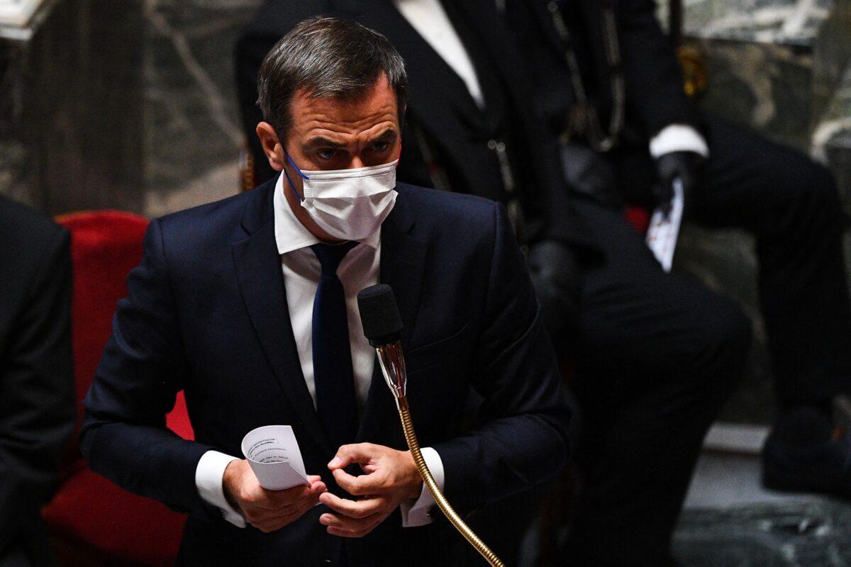 French Health Minister Olivier Veran gestures as he speaks during a session of questions to the government at the National Assembly in Paris, on Sept. 7, 2021. (Christophe Archambault/AFP via Getty Images)