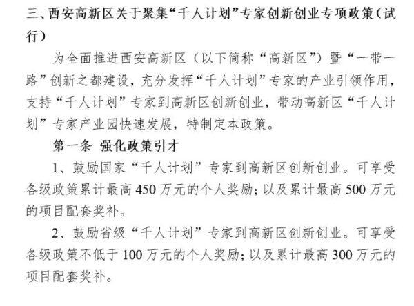 Screenshot of leaked Chinese regime document titled “2018 Background Information on 'Thousand Talents Plan' Experts Business Park in Gaoxin District of Xi’an City” (The Epoch Times)