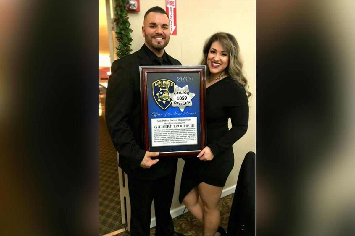 Named Officer of the year in 2018, Gilbert Troche poses for a photo with his wife, Daniela. (Courtesy of <a href="https://www.facebook.com/gtrocheiii">Gilbert Troche</a>)