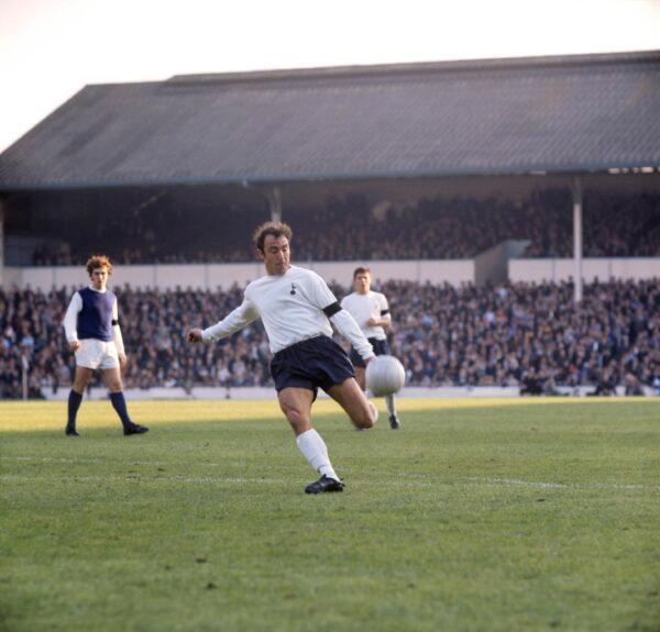 Tottenham Hotspur's Jimmy Greaves in action at White Hart Lane, England, on Nov. 1, 1969. (PA via AP)