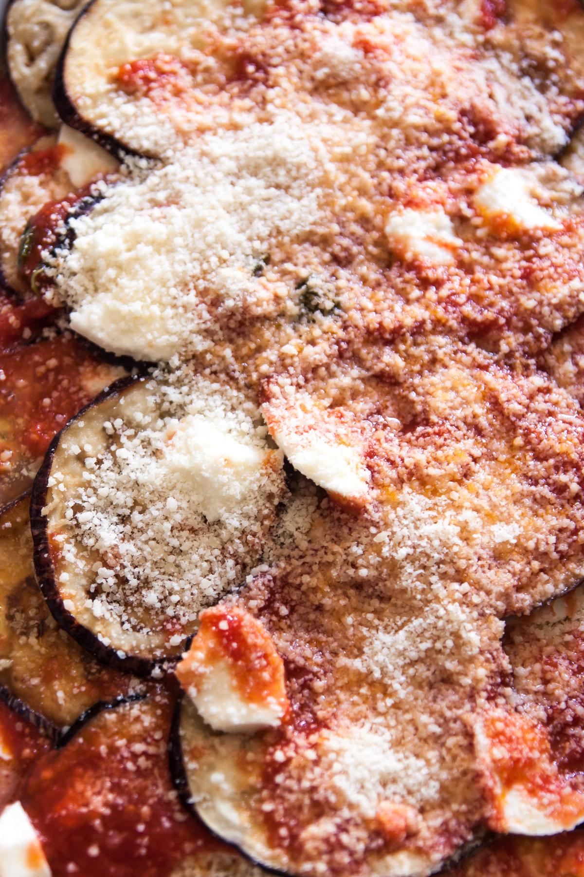Top with a final layer of tomato sauce and cheese. (Giulia Scarpaleggia)