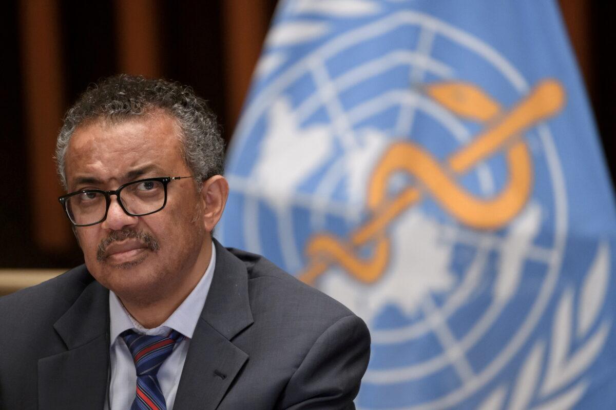 World Health Organization (WHO) Director-General Tedros Adhanom Ghebreyesus attends a news conference organized by the Geneva Association of United Nations Correspondents (ACANU) amid the COVID-19 outbreak, caused by the novel coronavirus, at the WHO headquarters in Geneva, Switzerland, on July 3, 2020. (Fabrice Coffrini/Pool via Reuters)