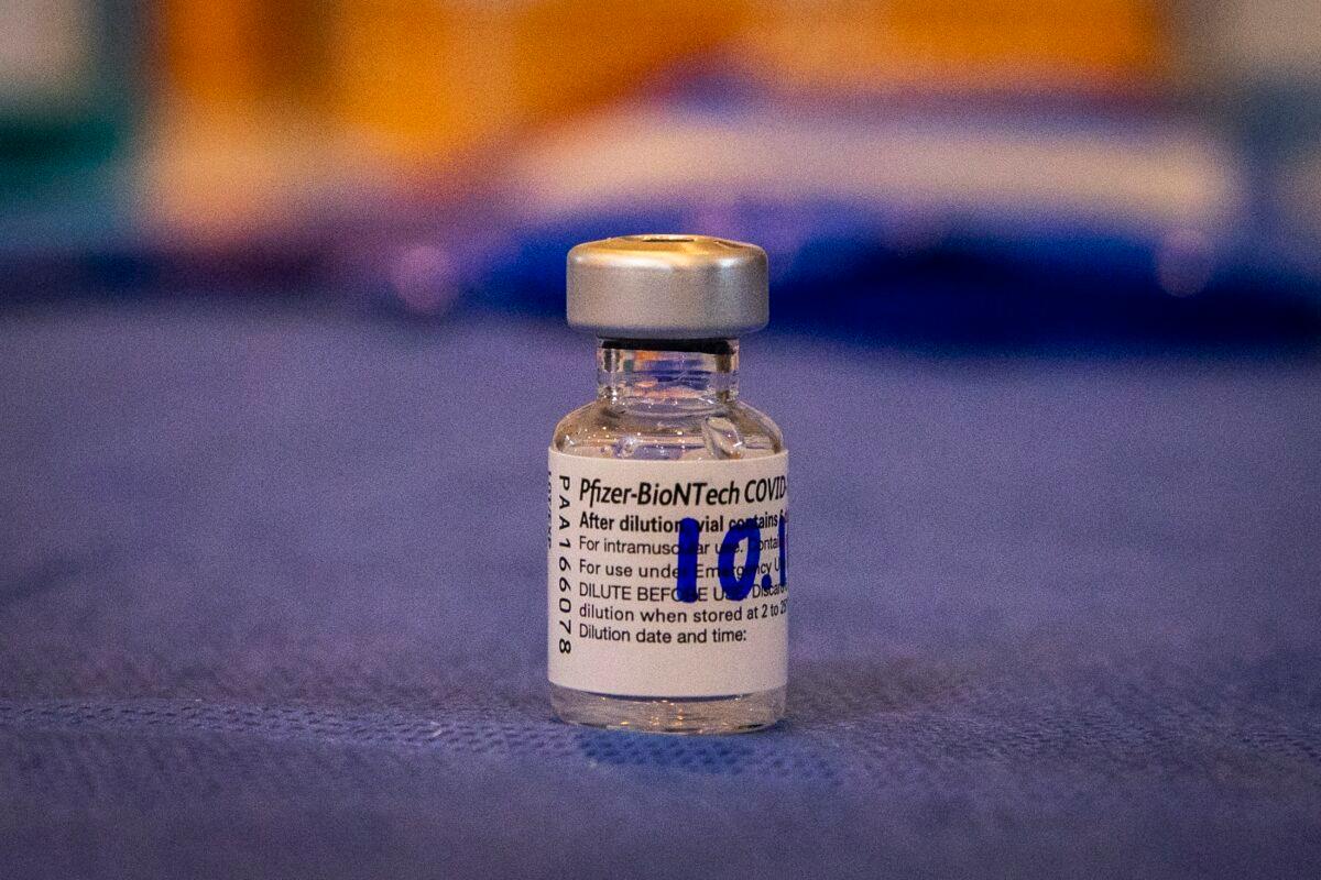 A vial of the COVID-19 vaccine developed by Pfizer-BioNTech is seen in Bangkok, Thailand on Sept. 21, 2021. (Lauren DeCicca/Getty Images)