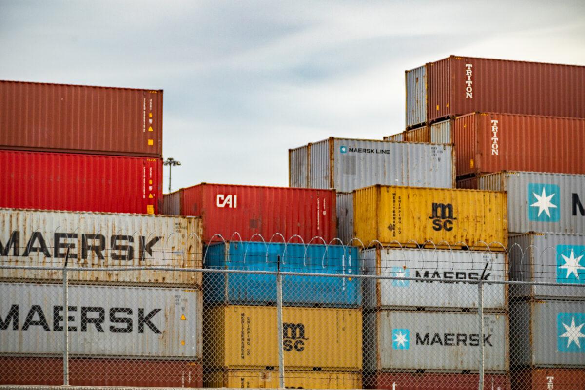 Cargo containers at the Port of Los Angeles, in Long Beach, Calif., on Jan. 12, 2021. (John Fredricks/The Epoch Times)