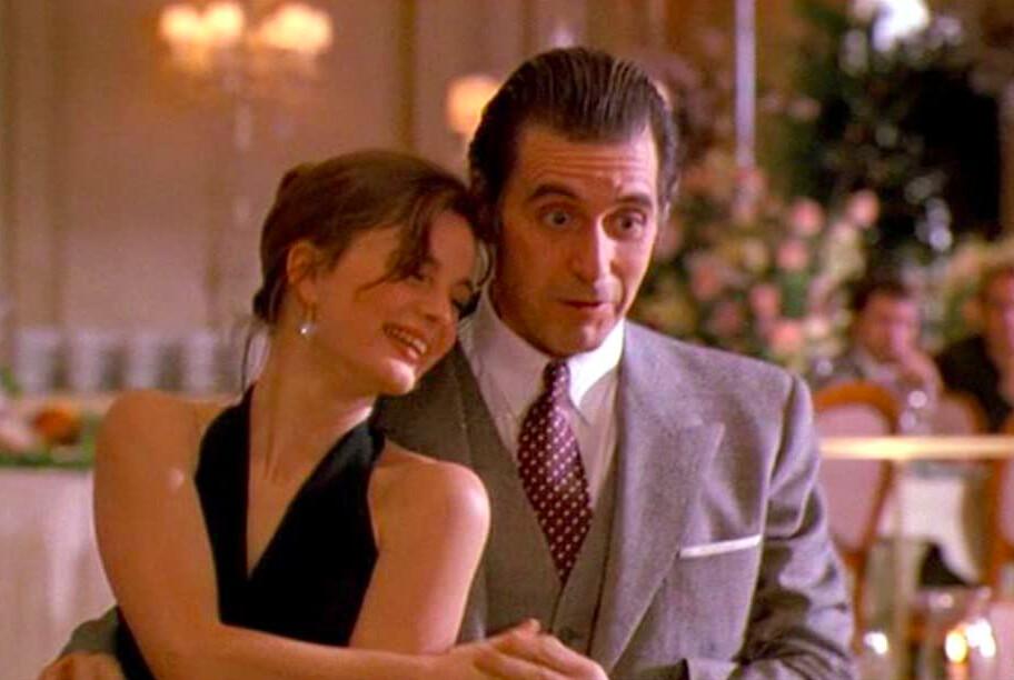 Lt. Col. Frank Slade (Al Pacino) dances the tango with a fetching young woman (Gabrielle Anwar) whose delicious soap-and-water fragrance he detected from across the room, in "Scent of a Woman." (Universal Pictures)