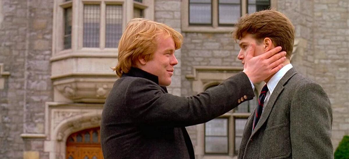 George Willis Jr. (Philip Seymour Hoffman, L) and Charlie Simms (Chris O'Donnell) are prep school classmates in "Scent of a Woman." (Universal Pictures)