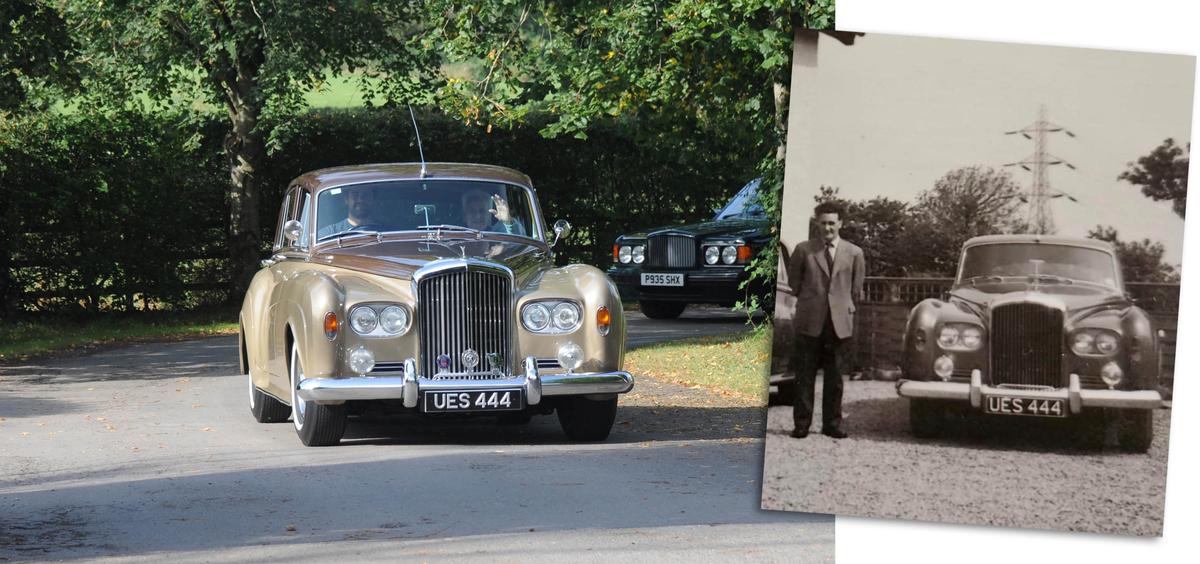 (Left) Eddie Hughes arrives at his 100th birthday celebrations in the Bentley he used to drive when a chauffeur; (Right) Eddie Hughes with the Bentley S3 he drove in 1964. (SWNS)