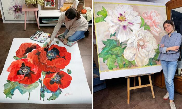 Ukrainian Artist Paints Huge Flowers in Deliciously Larger-Than-Life Watercolors