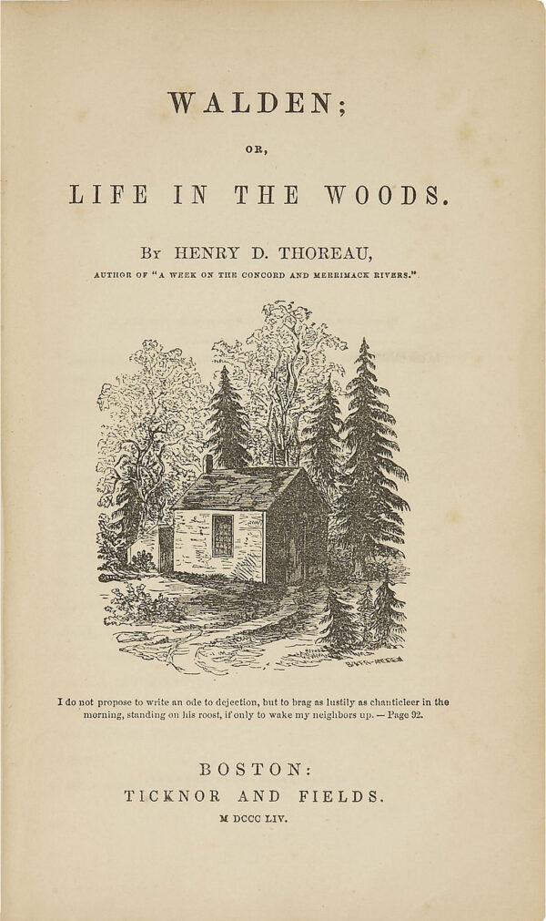 Title page from the first edition of Henry David Thoreau's "Walden" (1854). (Public Domain)