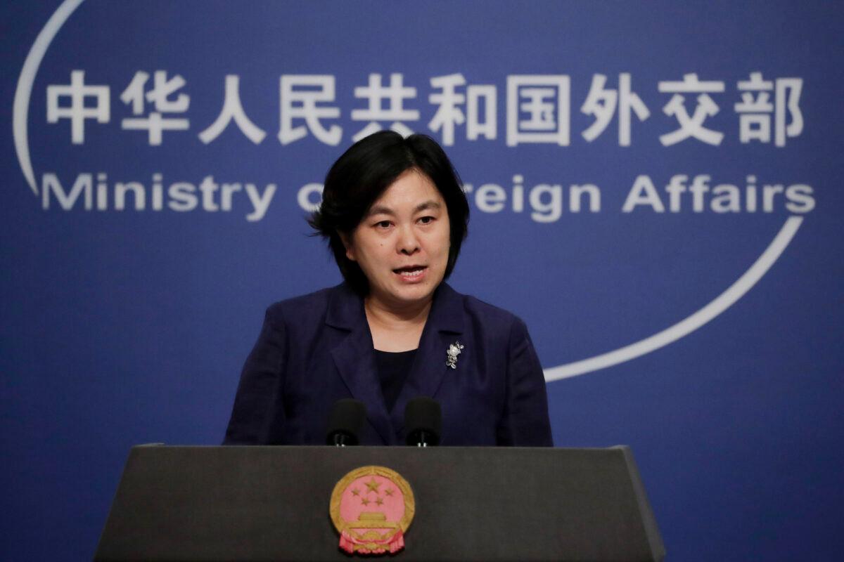 Chinese Foreign Ministry spokeswoman Hua Chunying speaks during a daily briefing at the Ministry of Foreign Affairs office in Beijing on Sept. 1, 2020. (Andy Wong/AP Photo)