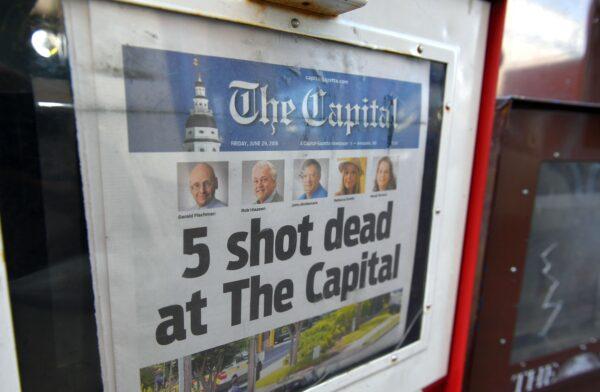 The Capital Gazette is seen in a newspaper vending box, in Annapolis, Md., on June 29, 2018. (Mandel Ngan/AFP via Getty Images)