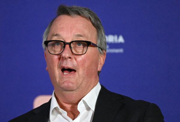 Victorian Health Minister Martin Foley speaks to the media in Melbourne, Australia, on Sept. 28, 2021. (Quinn Rooney/Getty Images)