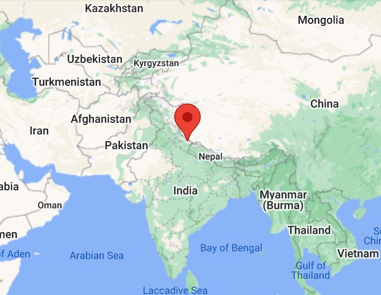 Barahoti on the de facto border between India and China in the Himalayan state of Uttrakhand, where 100 PLA soldiers intruded on Aug. 30, 2021. (Google maps)