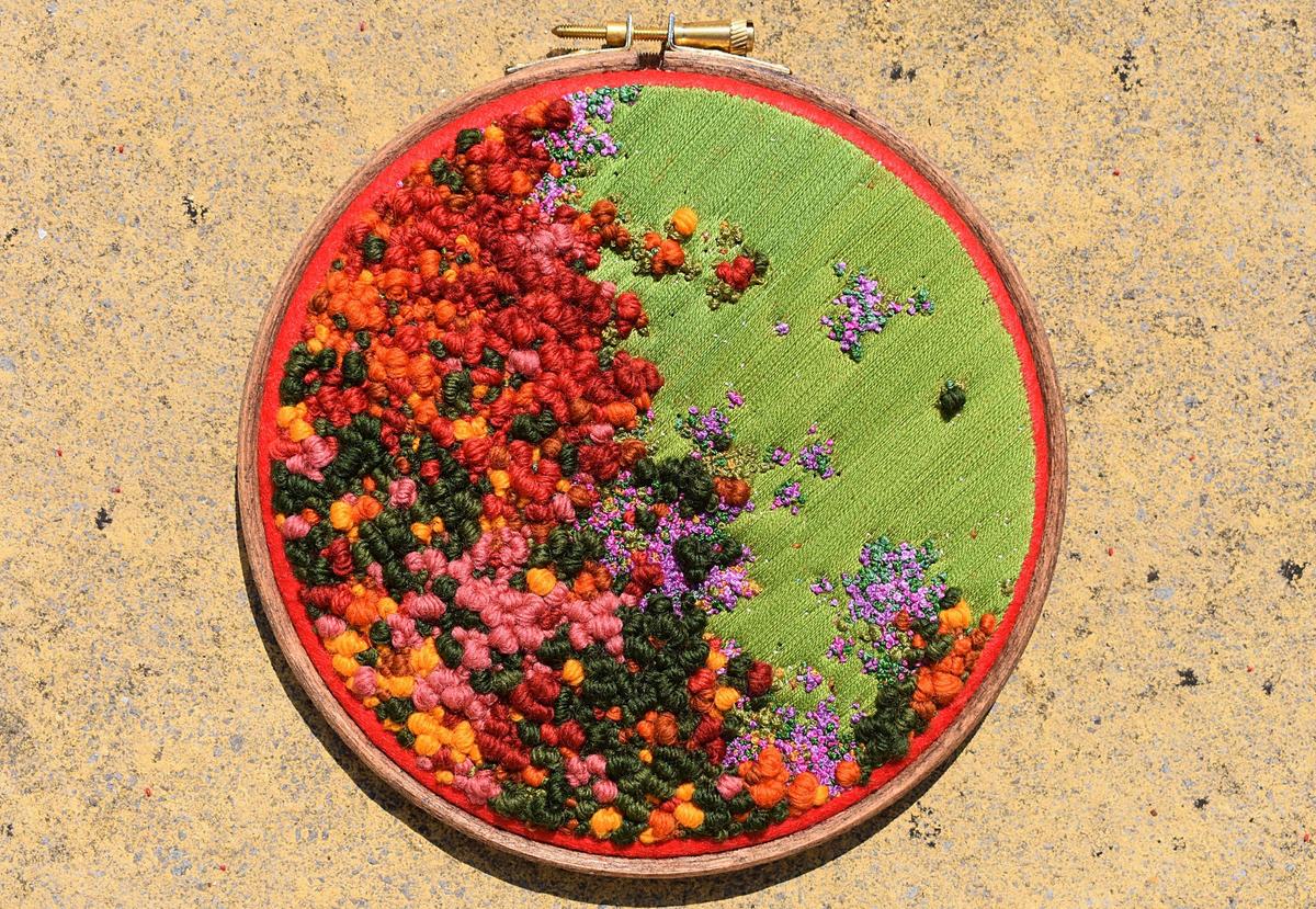 "Autumn is calling," an embroidery by Victoria. (Courtesy of <a href="https://www.instagram.com/victoriaroserichards/">Victoria Rose Richards</a>)