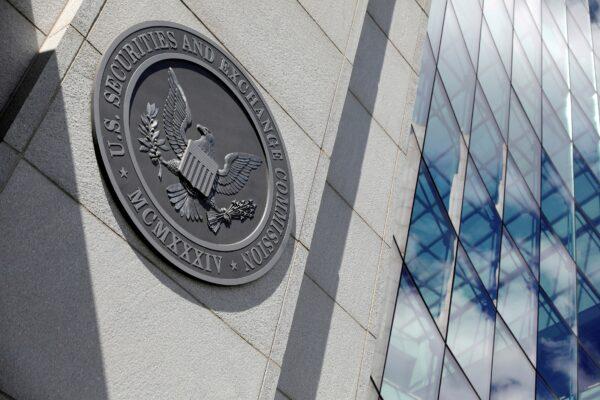 The seal of the Securities and Exchange Commission (SEC) is seen at their headquarters in Washington on May 12, 2021. (Andrew Kelly/Reuters)