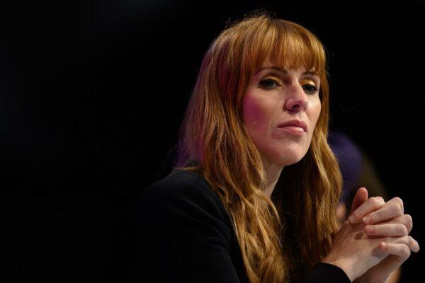 Deputy Leader of the Labour Party Angela Rayner listens to speeches in the main hall on day four of the Labour Party conference in Brighton, England, on Sept. 28, 2021. (Leon Neal/Getty Images)