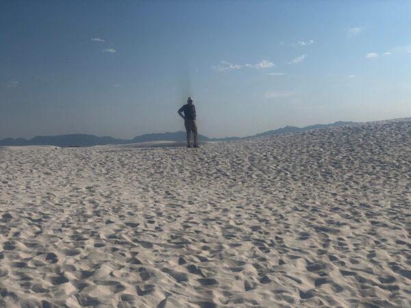 A visitor to the Alamogordo White Sands National Park in New Mexico pauses to take in this natural wonder. (Bill Neely)