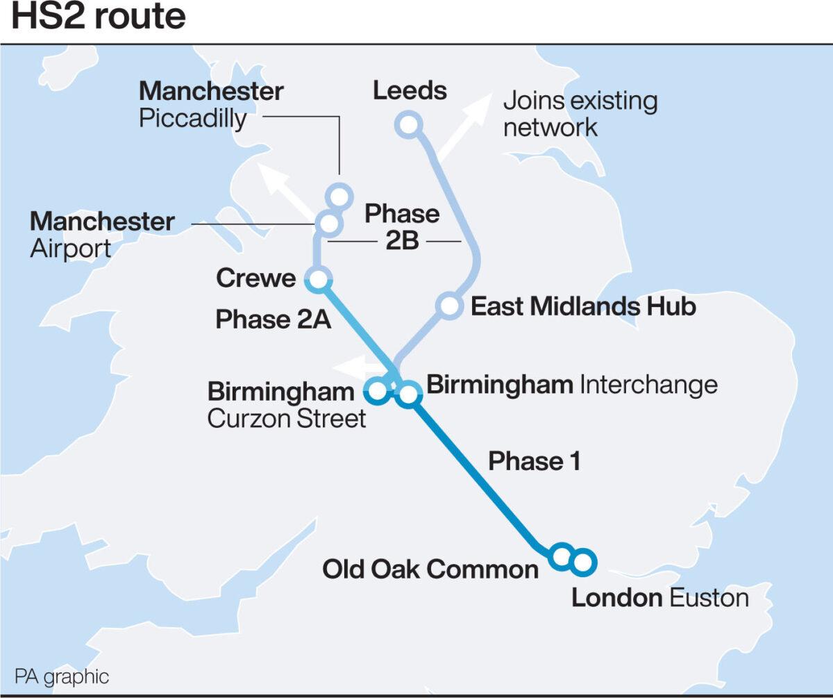 Infographic of HS2 route. (Infographic PA Graphics)