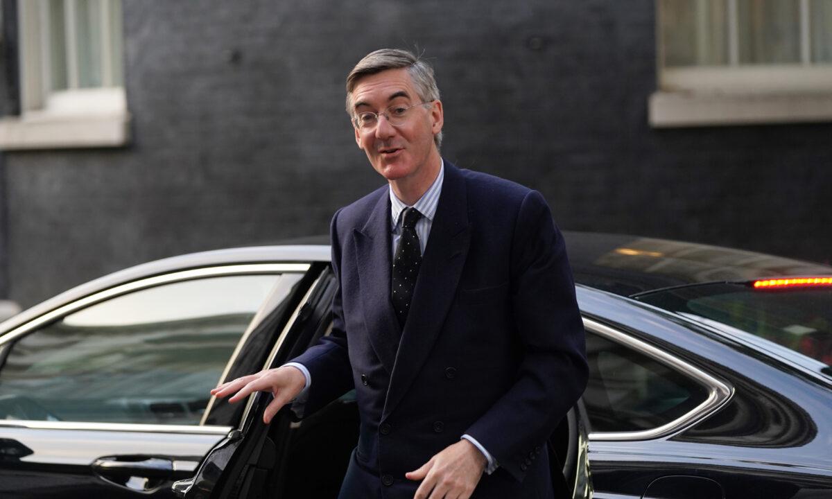Leader of the House of Commons Jacob Rees-Mogg arrives at Downing Street, London, on Sept. 15, 2021. (Stefan Rousseau/PA)