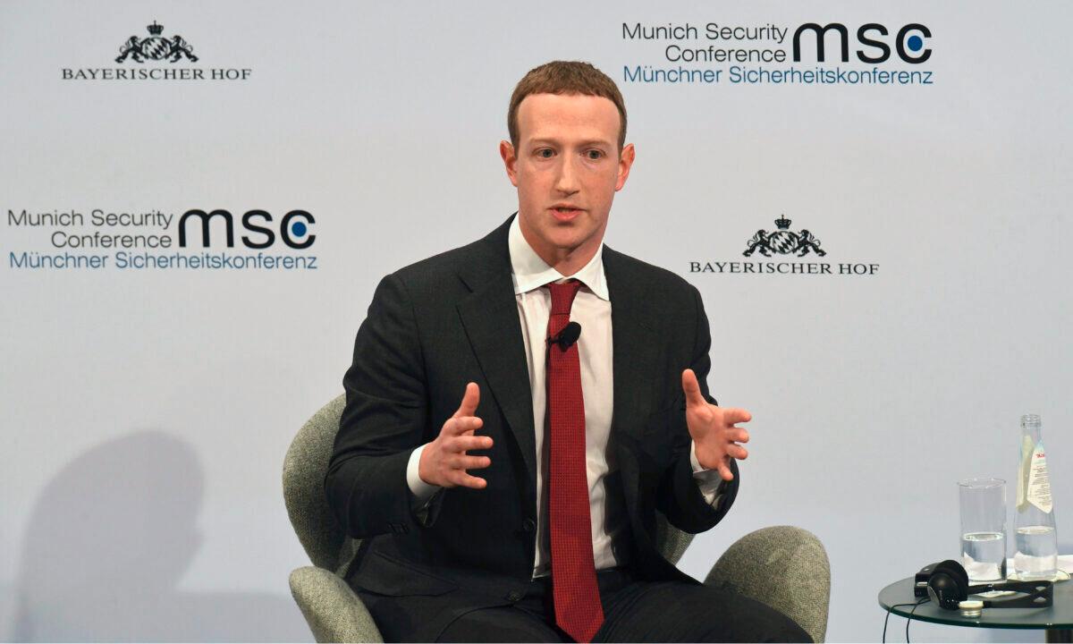 The founder and CEO of Facebook, Mark Zuckerberg, speaks during the 56th Munich Security Conference (MSC) in Munich on Feb. 15, 2020. (Christof Stache/AFP)
