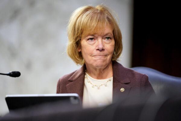 Sen. Tina Smith (D-Minn.) is seen during a Senate Health, Education, Labor, and Pensions Committee hearing to discuss reopening schools during COVID-19 at Capitol Hill in Washington on Sept. 30, 2021. (Greg Nash/Pool/Getty Images)