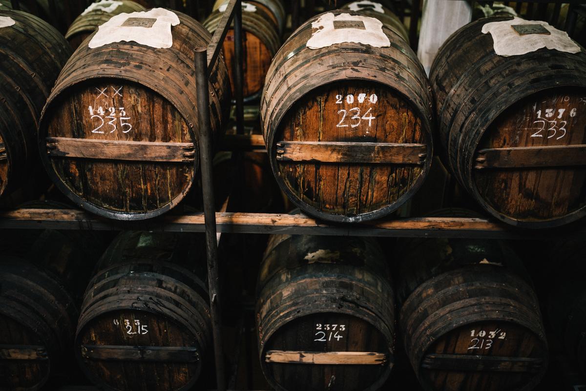 Following centuries-old tradition, balsamic vinegar is aged in barrels made of precious woods, such as oak, chestnut, mulberry, and juniper, gaining complexity and woody notes. (Courtesy of the Consortium for the Protection of Balsamic Vinegar of Modena)