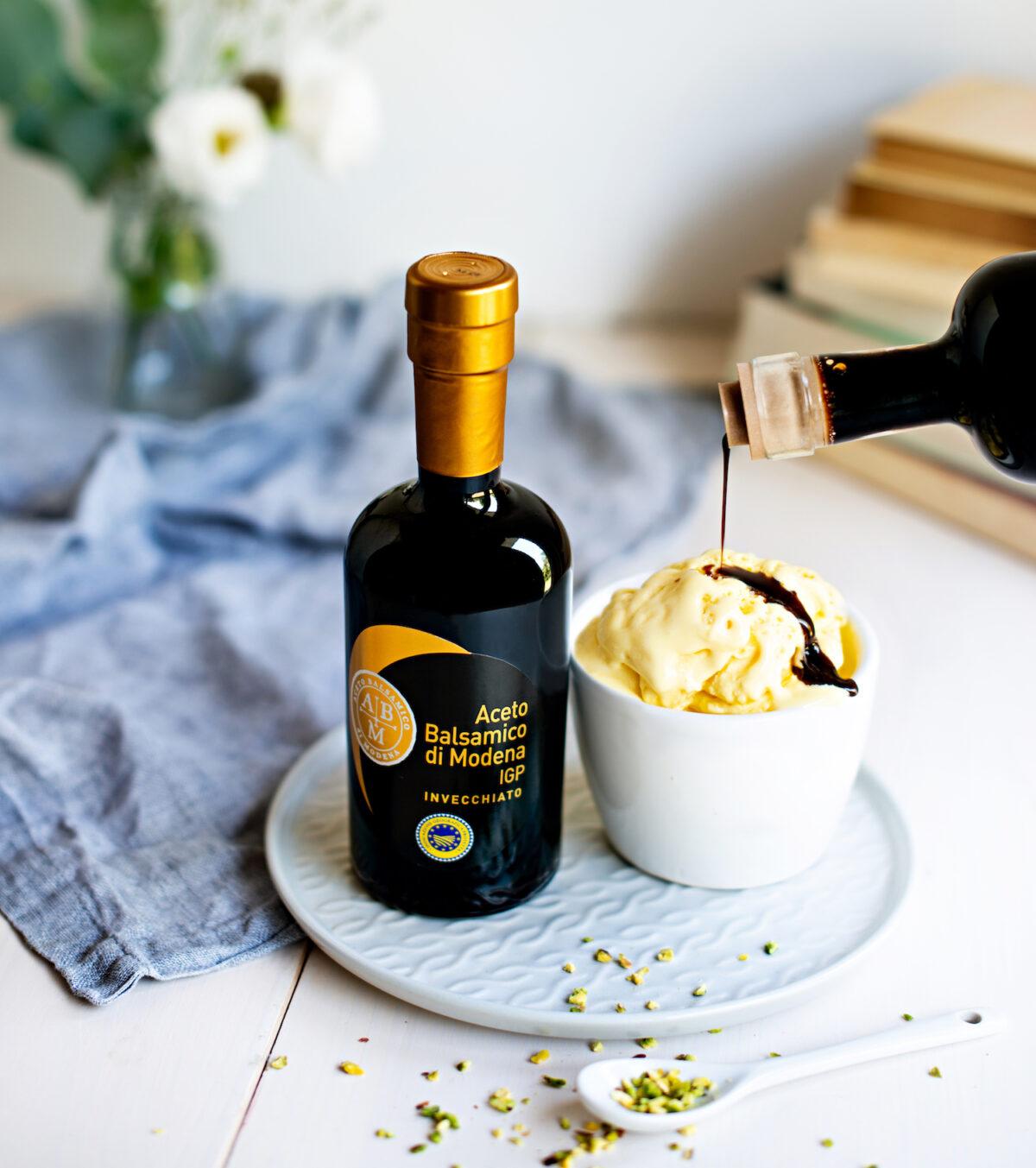 A thick, aged variety of Balsamic Vinegar of Modena can be drizzled directly over fresh fruits and desserts. (Courtesy of the Consortium for the Protection of Balsamic Vinegar of Modena)
