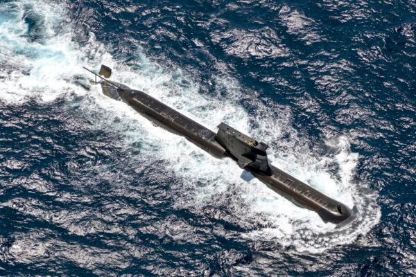 Royal Australian Navy submarine HMAS Rankin is seen during AUSINDEX 21, a biennial maritime exercise between the Royal Australian Navy and the Indian Navy near Darwin, Australia, on Sept. 5, 2021. (Photo by POIS Yuri Ramsey/Australian Defence Force via Getty Images)