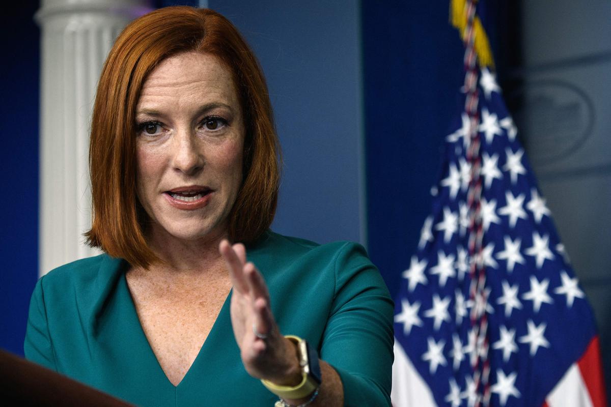 White House press secretary Jen Psaki speaks during the daily press briefing at the White House on Oct. 6, 2021. (Nicholas Kamm / AFP via Getty Images)