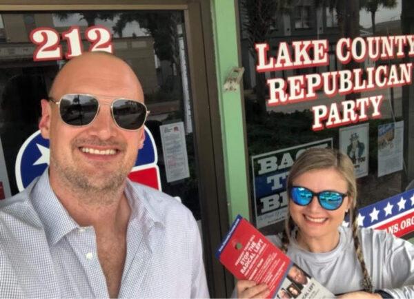 Charles and Jessico Bowman participating in the October "ground game" as members of the Republican Liberty Caucus ahead of the 2020 election in Lake County, Fla. (Photo courtesy of Charles and Jessico Bowman)