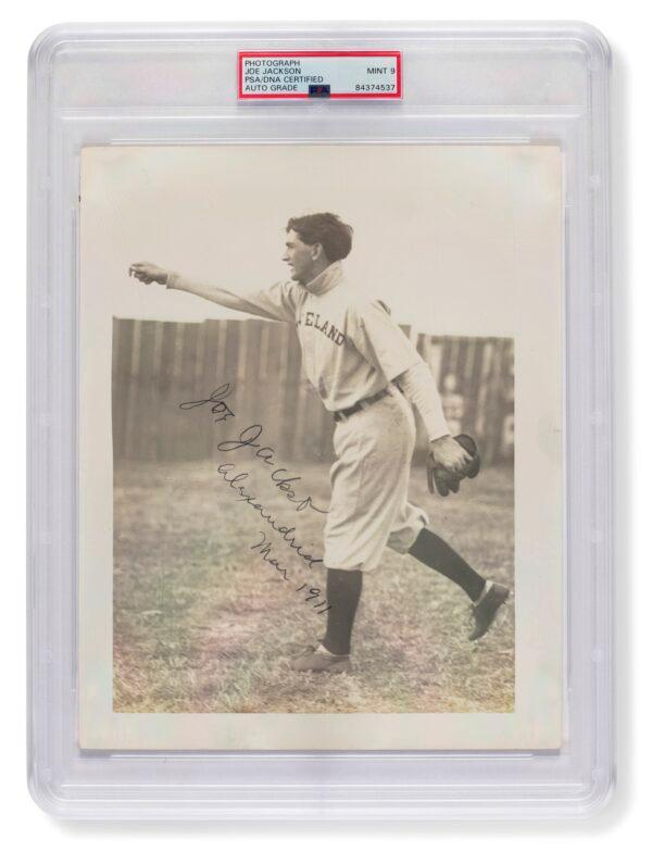 An autographed photo of "Shoeless" Joe Jackson by Frank W. Smith in an undated photo. (Christie's and Hunt Auctions via AP)