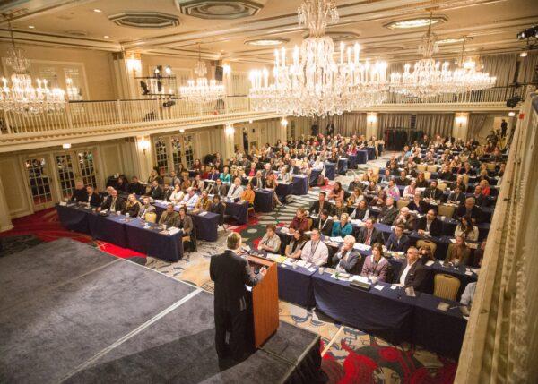 Architect Duncan G. Stroik presented at the 2017 annual conference. Presentations for the 2021 Catholic Art Institute conference will be held in the same room, the Grand Ballroom of The Drake Hotel, in Chicago. (Courtesy of the Catholic Art Institute)