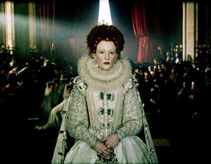 Elizabeth I, the "Virgin Queen" of England (Cate Blanchett), has sacrificed all things of a human nature to best serve her people, in “Elizabeth.” (PolyGram Filmed Entertainment)