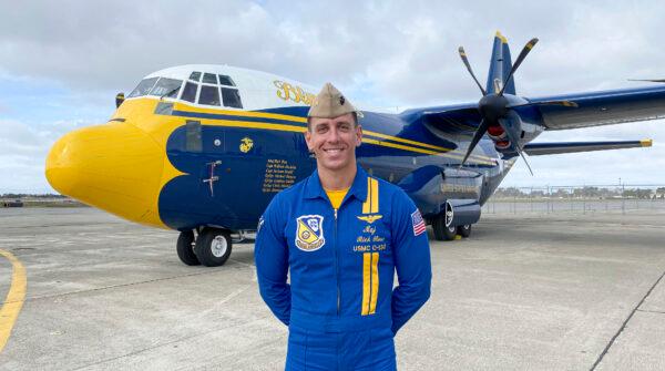 Maj. Rick Rose, who flies “Fat Albert,” at the Oakland International Airport in California on Oct. 7, 2021. (Ilene Eng/The Epoch Times)