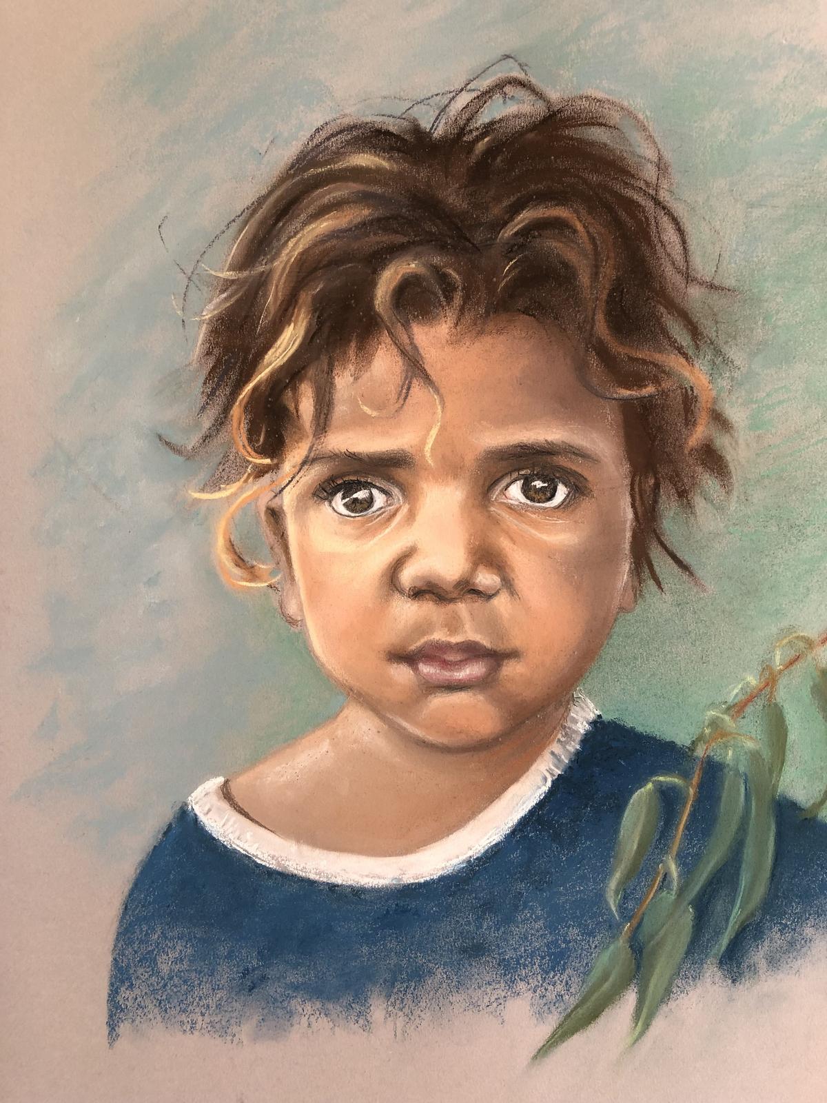 Australian aboriginal boy, by Barbara Schafer. Pastel. (Courtesy of Barbara Schafer)