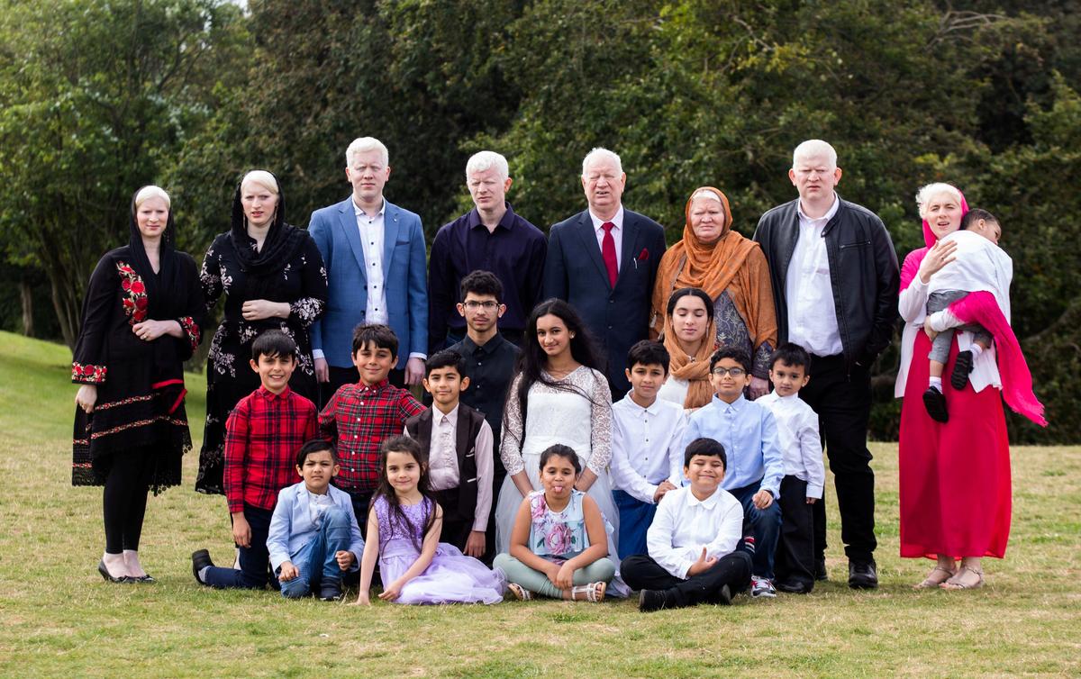 Naseem Akhtar with her family at Devon Cliffs Holiday Park in Exmouth, Devon. (SWNS)