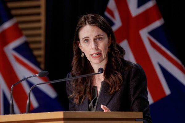 New Zealand Prime Minister Jacinda Ardern answers a question during a press conference at Parliament in Wellington, New Zealand, on Oct. 11, 2021. (Robert Kitchin/Pool Photo via AP)