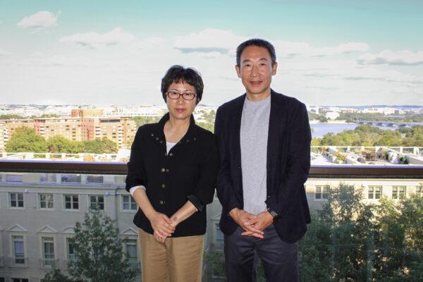 Dong Feng, businessman, investor, and philanthropist with his wife Mengping Chen in Arlington, VA on Sept. 30, 2021. (Emel Akan/The Epoch Times)